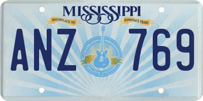 MS license plate ANZ769