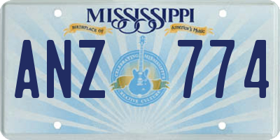 MS license plate ANZ774
