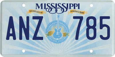 MS license plate ANZ785
