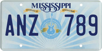 MS license plate ANZ789