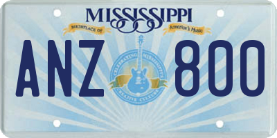 MS license plate ANZ800