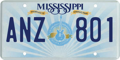 MS license plate ANZ801