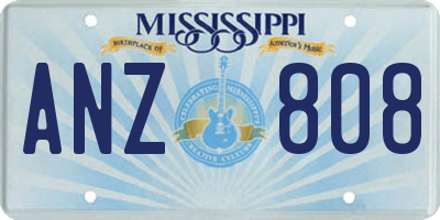 MS license plate ANZ808