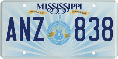 MS license plate ANZ838