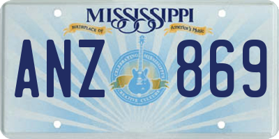 MS license plate ANZ869