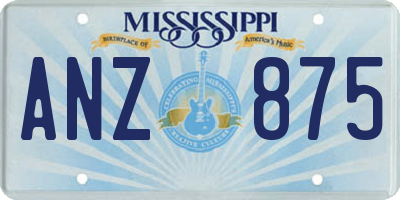 MS license plate ANZ875