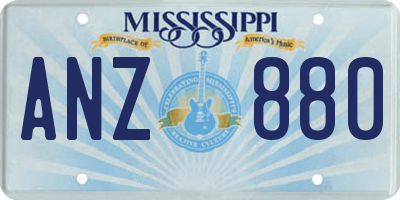 MS license plate ANZ880