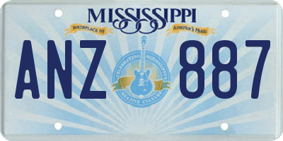 MS license plate ANZ887