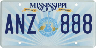 MS license plate ANZ888