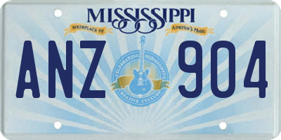 MS license plate ANZ904