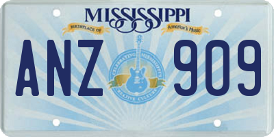 MS license plate ANZ909