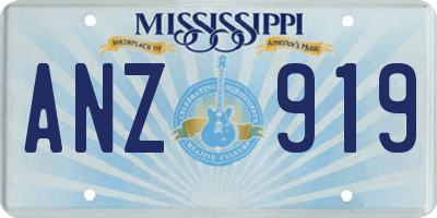 MS license plate ANZ919