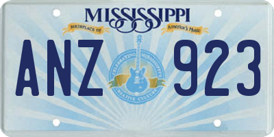 MS license plate ANZ923