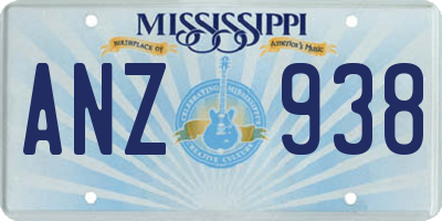 MS license plate ANZ938
