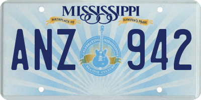 MS license plate ANZ942