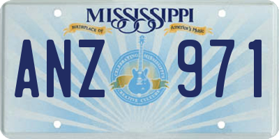 MS license plate ANZ971
