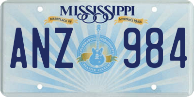 MS license plate ANZ984