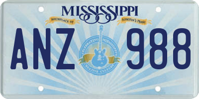 MS license plate ANZ988