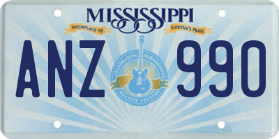 MS license plate ANZ990