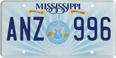 MS license plate ANZ996