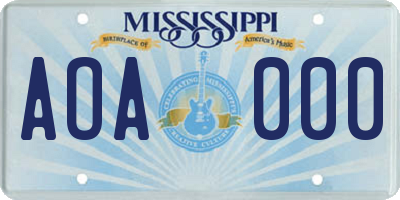 MS license plate AOA000