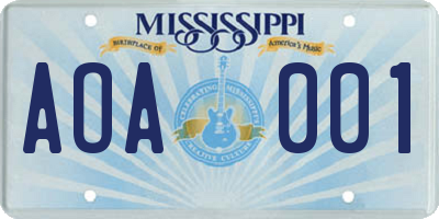 MS license plate AOA001