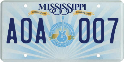 MS license plate AOA007