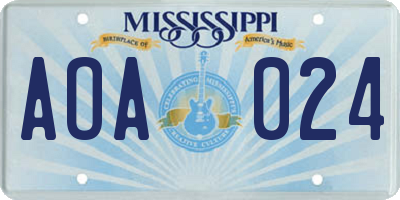 MS license plate AOA024