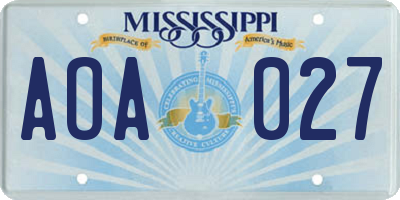MS license plate AOA027