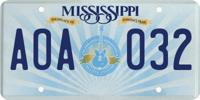 MS license plate AOA032