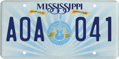 MS license plate AOA041