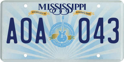 MS license plate AOA043