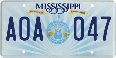 MS license plate AOA047
