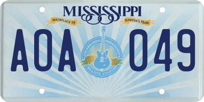 MS license plate AOA049