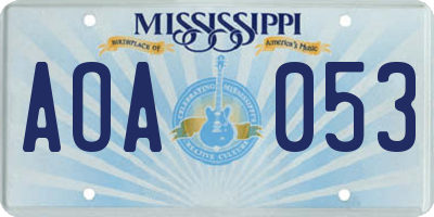 MS license plate AOA053