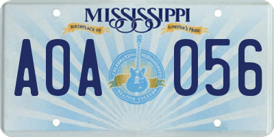 MS license plate AOA056