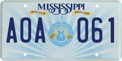 MS license plate AOA061