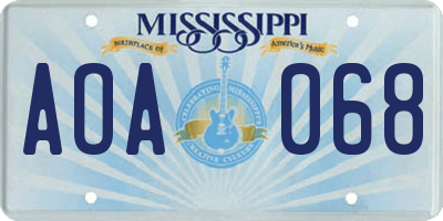 MS license plate AOA068