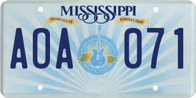 MS license plate AOA071