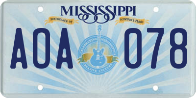 MS license plate AOA078