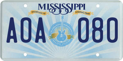 MS license plate AOA080