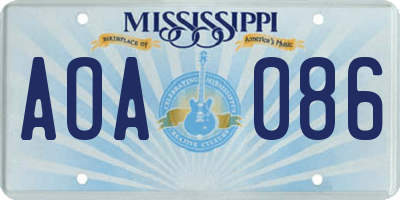 MS license plate AOA086