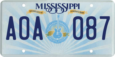MS license plate AOA087