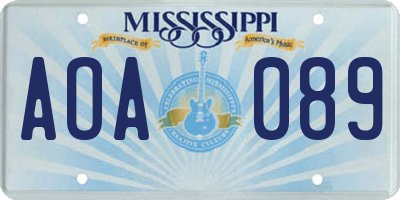 MS license plate AOA089