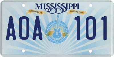 MS license plate AOA101