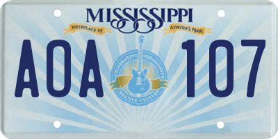 MS license plate AOA107