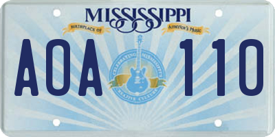 MS license plate AOA110
