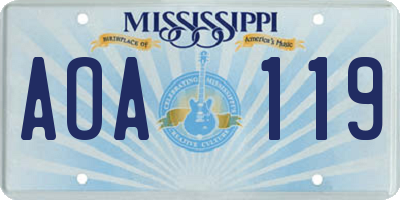 MS license plate AOA119