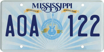 MS license plate AOA122