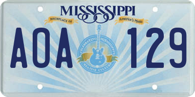 MS license plate AOA129